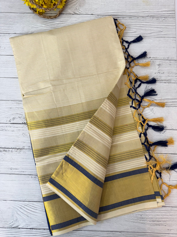 Kerala tissue saree- Gold lines