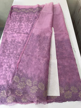 Semi Soft Organza saree with thread work and applique borders - MCW666 Lavender
