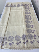 Blended soft tussar saree with embriodery - MS8669 PearlCream
