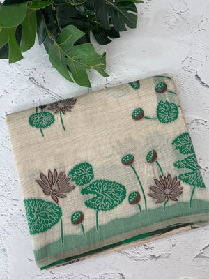 Jamdani silk Cotton Saree with lotus motifs MSJ790 (3)