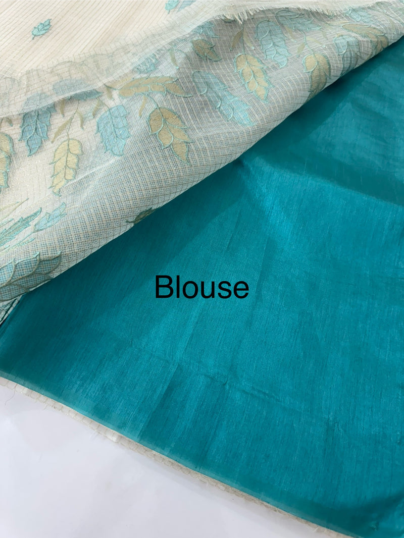 Tissue silk saree with zari checks and applique work  MSH105