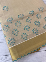 Kerala tissue cotton saree- MSK101- Blue