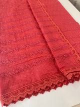 NetKota Hakoba saree with lace border MS6713- Reddish Peach