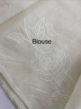 Moonga checks applique work saree- MSH7877 Offwhite