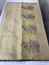 Copper Tissue silk saree with applique work MSH252