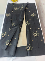 Blended matka tussar silk saree with embroidery - MS90654 Black