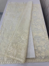 Soft organza saree with applique and thread work - MSH956 (2)Offwhite