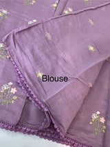 Blended Malai chanderi saree with embroidery MS5568 Lavender