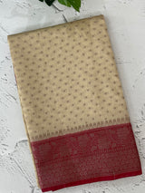 Semi Banarasi crepe saree with small buttas and brocade blouse- MS14667