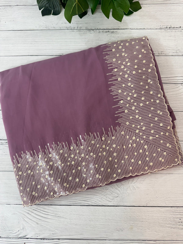 Designer georgette sarees with blouse MGS5321- DuskyWine