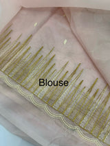 Semi organza saree with thread work - MSH910 PeachPink