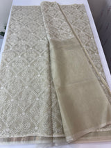 Embroidered Designer Tissue silk saree MTSS68 Offwhite