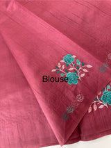 Crushed Matka Blended Tussar silk saree with embroidery MS4890 - DuskyRose