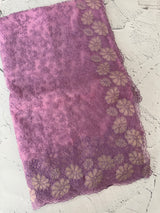 Semi Soft Organza saree with thread work and applique borders - MCW666 Lavender
