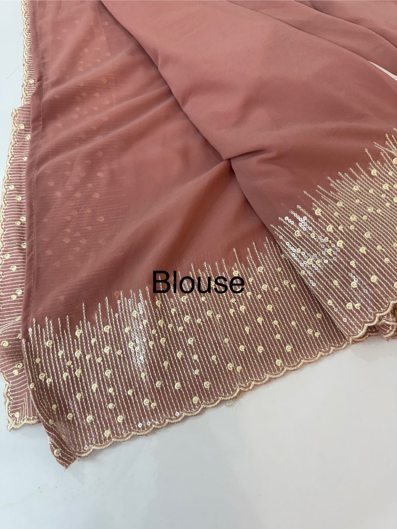 Designer georgette sarees with blouse MGS5321- DuskyPeach