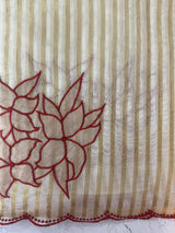 Semi chanderi tissue saree with applique work-  MSH9556