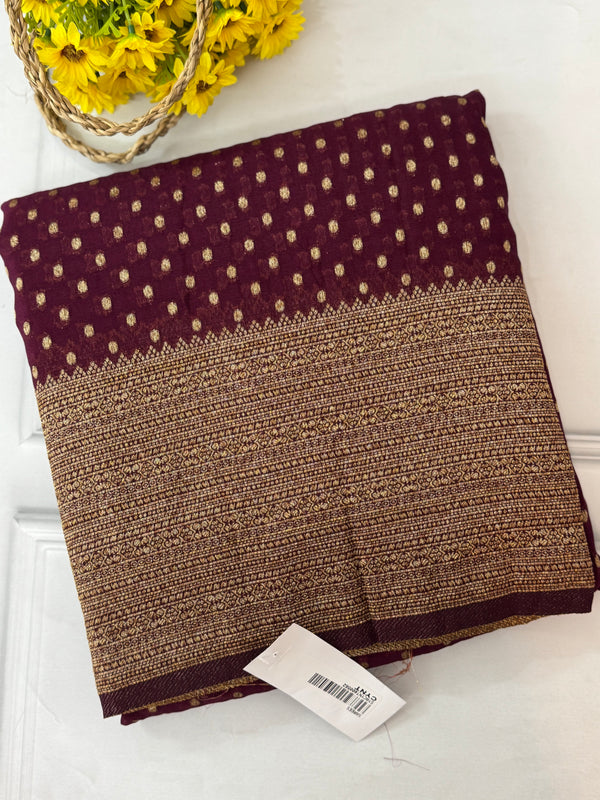 Semi banarasi Khaddi Georgette saree - MS1498 DeepWine
