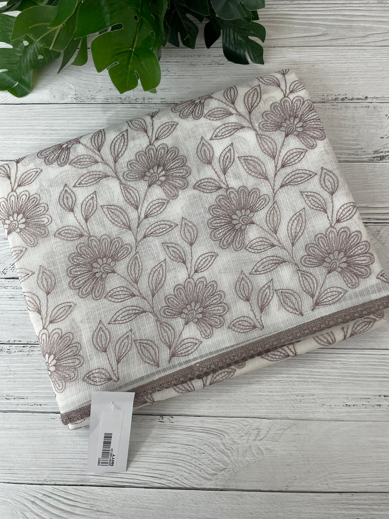 Kota cotton embriodery saree MS1490- White & DuskyMauve