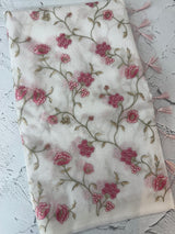 White Supernet saree with embroidery MSH153