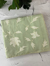 Mul chanderi applique work saree  MSH146 PastelGreen