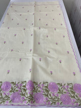 Mul chanderi embriodery saree with scalloped borders MSH176