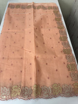 NetKota saree with Applique border  MSH131- Peach