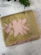Copper Tissue silk saree with applique work MSH252