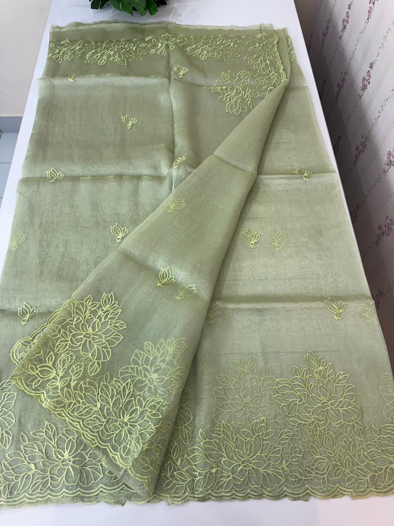 Tissue Organza saree MS14051- DuskyGreen