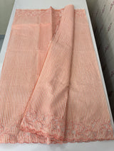 Striped Mul chanderi saree with applique borders MSH987 - Peach