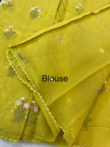 Blended Malai chanderi saree with embroidery MS5568 GreenYellow