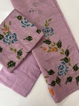 Unstitched Chanderi suit Set with kanta work- MK172