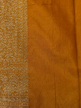 Semi katan Banarasi saree in antique zari weaving - MSKB899 Mustard