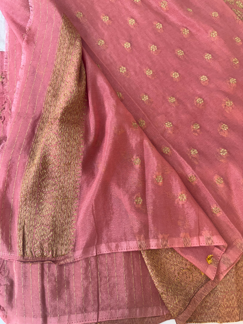 Semi banarasi Khaddi Georgette saree (Design 5)- MKGS154 PEACH