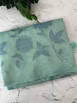 Tissue chanderi saree with applique work MSH699 - AquaGreen