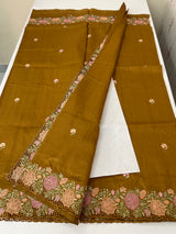 Blended tussar saree with cutwork border- MSHK695
