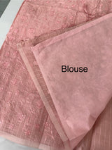 Moonga checks saree with embroidery MSH219 - Pink 2