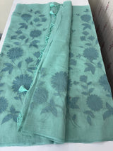 Tissue chanderi saree with applique work MSH699 - AquaGreen