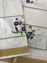 Kerala embroidery cotton saree - Poovili 2