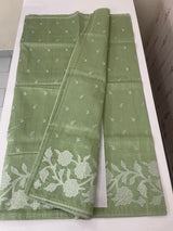 Blended Tussar silk saree with applique work- MSH200 DuskyGreen