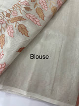 Tissue silk saree with applique work  MSH105