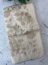 Lines Mul chanderi saree with tissue applique work MSH147- Offwhite