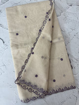 Chanderi Tissue silk saree with scalloped borders - MNM222 (thin lines)