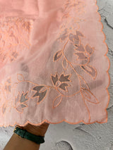 Mul chanderi saree with applique borders MSH112 Peach 1