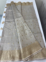 Crushed Tissue silk saree with buttas and thread work  MS16618
