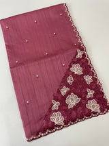 Cutwork Semi tussar saree MTSS674 DarkOnion