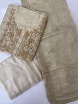 Unstitched Handworked Chanderi suit Set with kanta work- MK269