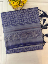 Brocade Banarasi silver weaving soft silk saree MS126771 DarKblue