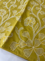 Blended Malai chanderi saree with applique work saree  MSM5676 Yellow(1)