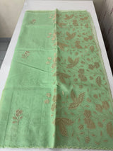 Moonga Kota checks saree with applique work MMC457 PistaGreen
