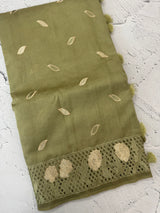 Cutwork Raw silk saree MSH228(2) DustyGreen
